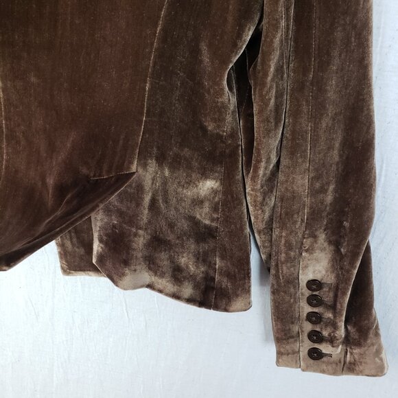 Emanuel Ungaro Velvet Blazer Chocolate Brown Rayon Silk Jacket size 10 Evening - Picture 11 of 14